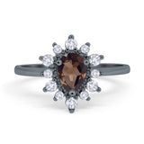 Pear Teardrop Natural Stone Floral Ring