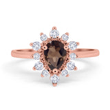 Pear Teardrop Natural Stone Floral Ring