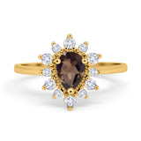 Pear Teardrop Natural Stone Floral Ring