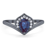 Pear Natural Stone Leaf Chevron Ring