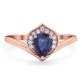 Pear Natural Stone Leaf Chevron Ring