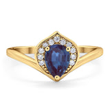 Pear Natural Stone Leaf Chevron Ring