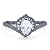 Pear Natural Stone Leaf Chevron Ring