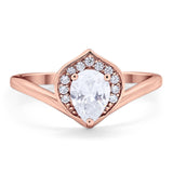 Pear Natural Stone Leaf Chevron Ring