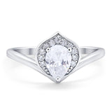 Pear Natural Stone Leaf Chevron Ring