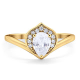 Pear Natural Stone Leaf Chevron Ring