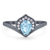 Pear Natural Stone Leaf Chevron Ring