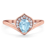 Pear Natural Stone Leaf Chevron Ring