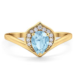 Pear Natural Stone Leaf Chevron Ring