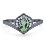 Pear Natural Stone Leaf Chevron Ring