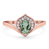 Pear Natural Stone Leaf Chevron Ring