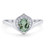 Pear Natural Stone Leaf Chevron Ring