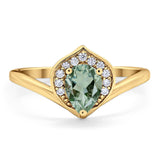 Pear Natural Stone Leaf Chevron Ring