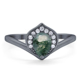 Pear Natural Stone Leaf Chevron Ring