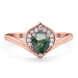 Pear Natural Stone Leaf Chevron Ring