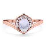 Pear Natural Stone Leaf Chevron Ring