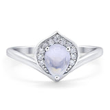 Pear Natural Stone Leaf Chevron Ring