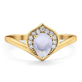 Pear Natural Stone Leaf Chevron Ring