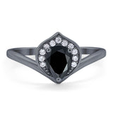 Pear Natural Stone Leaf Chevron Ring