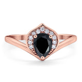 Pear Natural Stone Leaf Chevron Ring