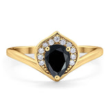 Pear Natural Stone Leaf Chevron Ring