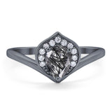 Pear Natural Stone Leaf Chevron Ring