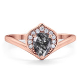 Pear Natural Stone Leaf Chevron Ring