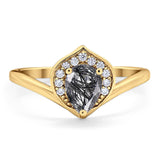 Pear Natural Stone Leaf Chevron Ring