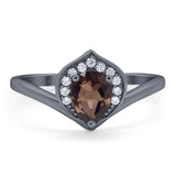 Pear Natural Stone Leaf Chevron Ring