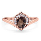 Pear Natural Stone Leaf Chevron Ring