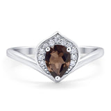 Pear Natural Stone Leaf Chevron Ring