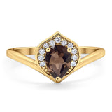 Pear Natural Stone Leaf Chevron Ring