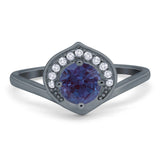 Art Deco Round Natural Stone Leaf Style Ring