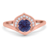 Art Deco Round Natural Stone Leaf Style Ring