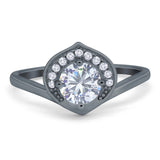 Art Deco Round Natural Stone Leaf Style Ring