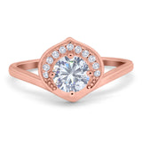 Art Deco Round Natural Stone Leaf Style Ring