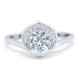 Art Deco Round Natural Stone Leaf Style Ring