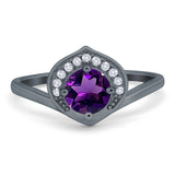 Art Deco Round Natural Stone Leaf Style Ring