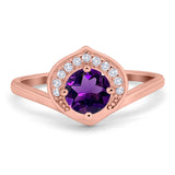 Art Deco Round Natural Stone Leaf Style Ring