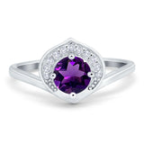 Art Deco Round Natural Stone Leaf Style Ring