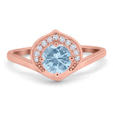 Art Deco Round Natural Stone Leaf Style Ring