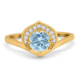 Art Deco Round Natural Stone Leaf Style Ring