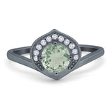 Art Deco Round Natural Stone Leaf Style Ring