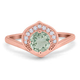 Art Deco Round Natural Stone Leaf Style Ring