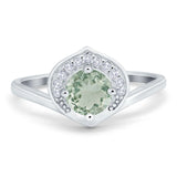 Art Deco Round Natural Stone Leaf Style Ring