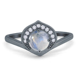 Art Deco Round Natural Stone Leaf Style Ring