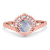 Art Deco Round Natural Stone Leaf Style Ring