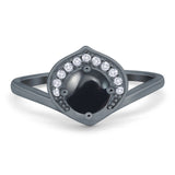 Art Deco Round Natural Stone Leaf Style Ring