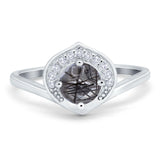 Art Deco Round Natural Stone Leaf Style Ring
