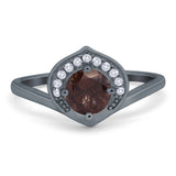 Art Deco Round Natural Stone Leaf Style Ring